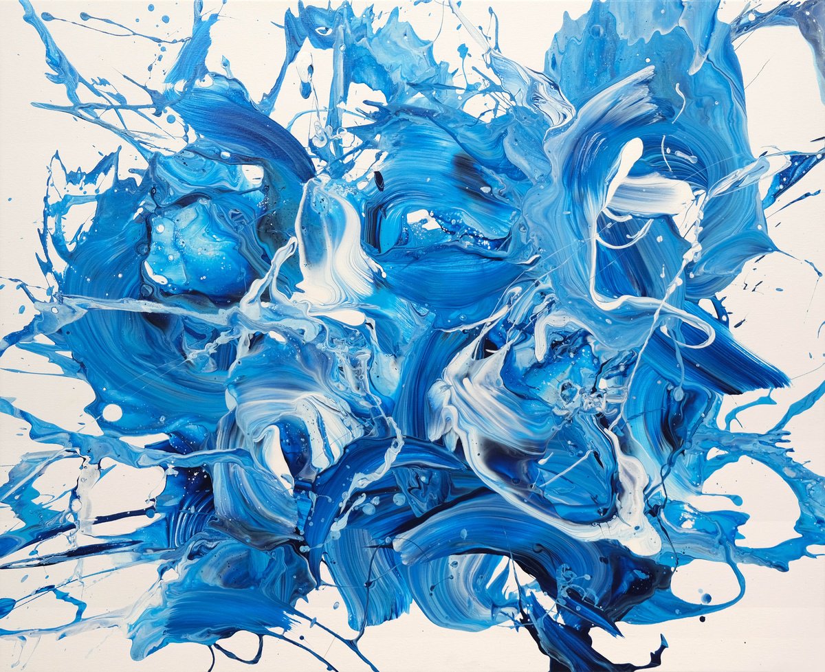 Organic Abstract Acrylic Painting By Behshad Arjomandi, 39 X 32, Expressions Of A Fantasy, Original Artwork