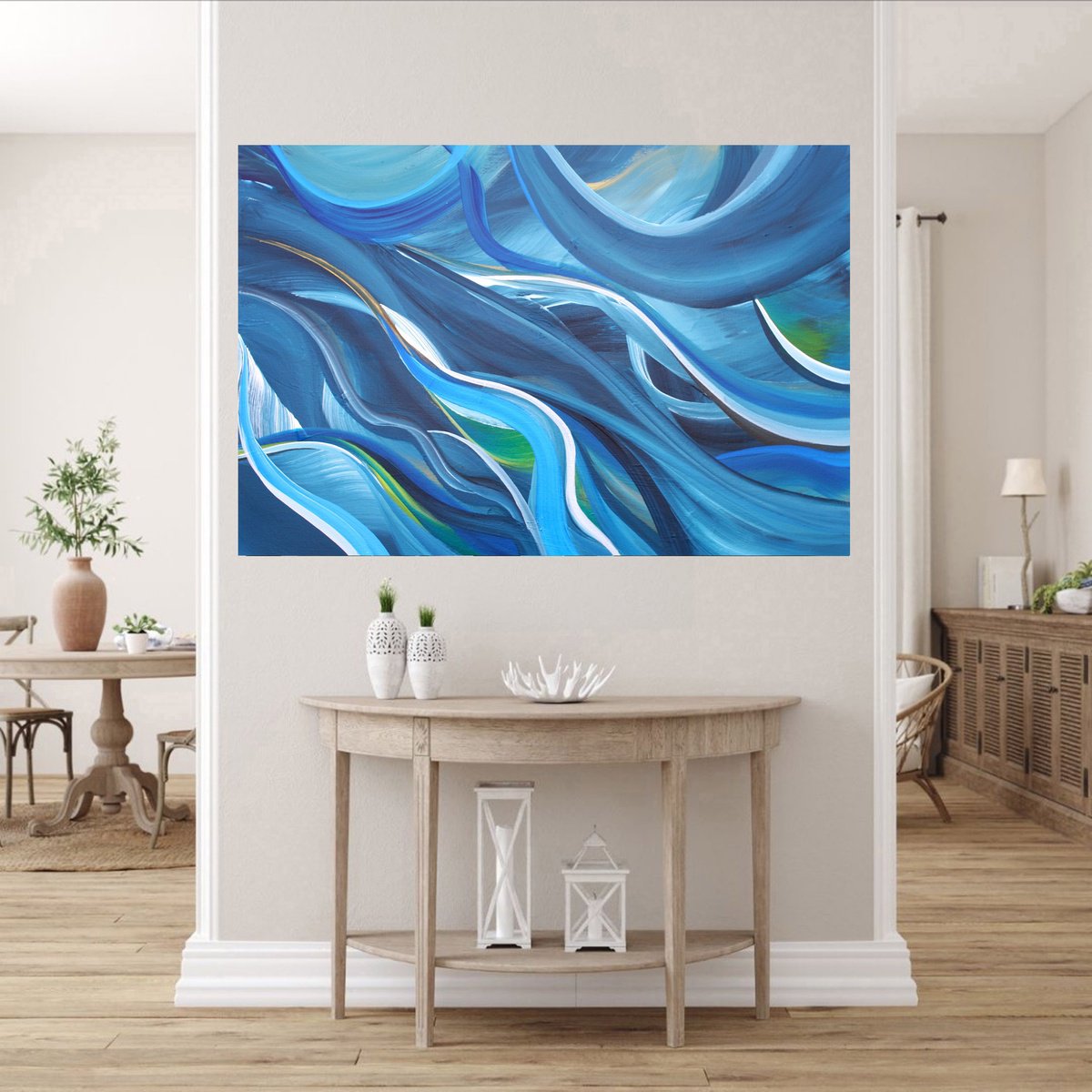 Organic Abstract Acrylic Painting By Susan Wooler, 30 X 20", Daydreamer, Original Artwork