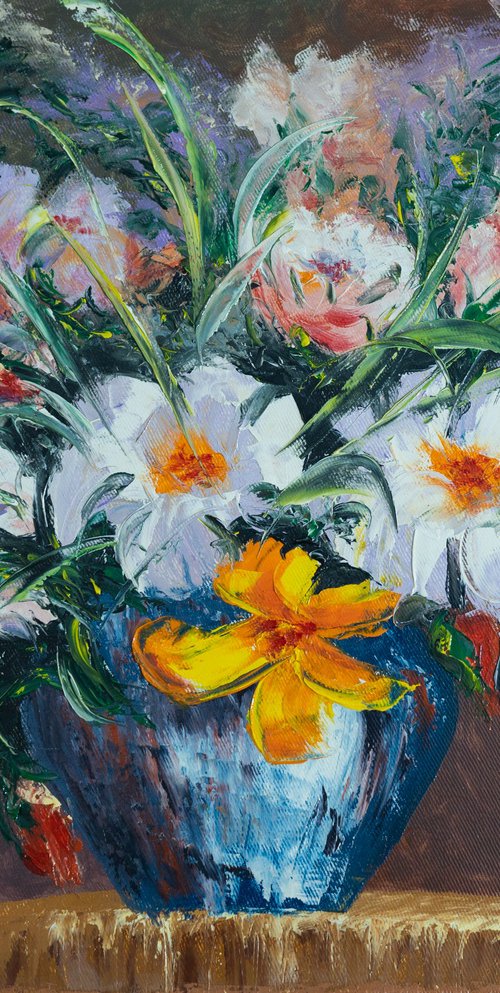 Lilies 60x70cm, oil painting, ready to hang by Rafik Qeshishyan