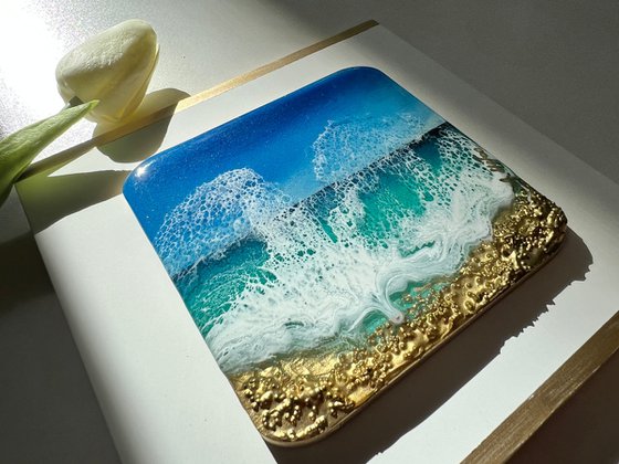 "Little wave" #11 - Miniature square painting