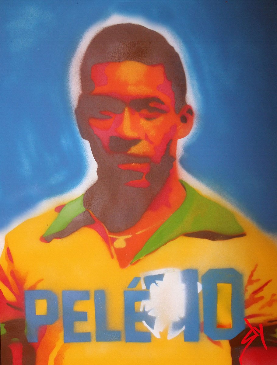 Urban And Pop Painting , Pele (On Box Canvas). By Juan Sly, 23 X 30, Artwork For Sale On Artfinder