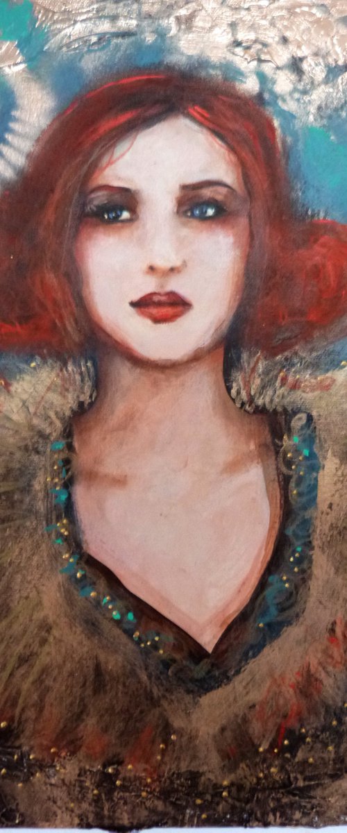 "Lola le soir"  Portrait of a redheaded woman. by Loetitia Pillault