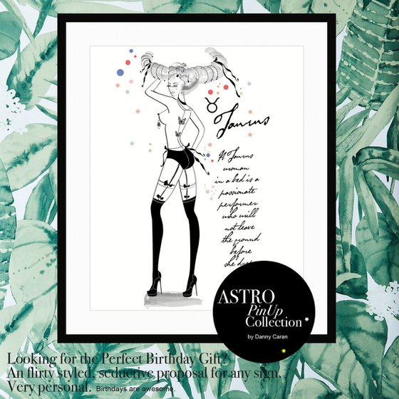 Taurus - Toro - Astrology - Zodiac - AstroPinup - Pinup Girl - Erotic - Birthday - Gift