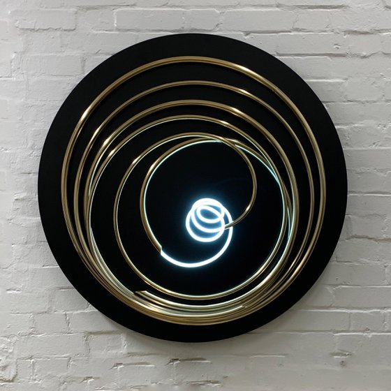 White Neon in Gold Spiral