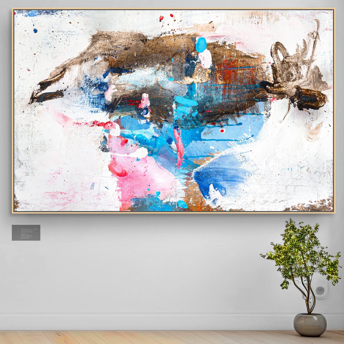 Organic Abstract Acrylic Painting By Adriano Ribeiro, 28 X 16, Lone Pachyderm, Original Artwork