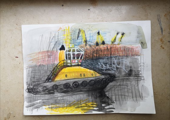 Yellow tugboat