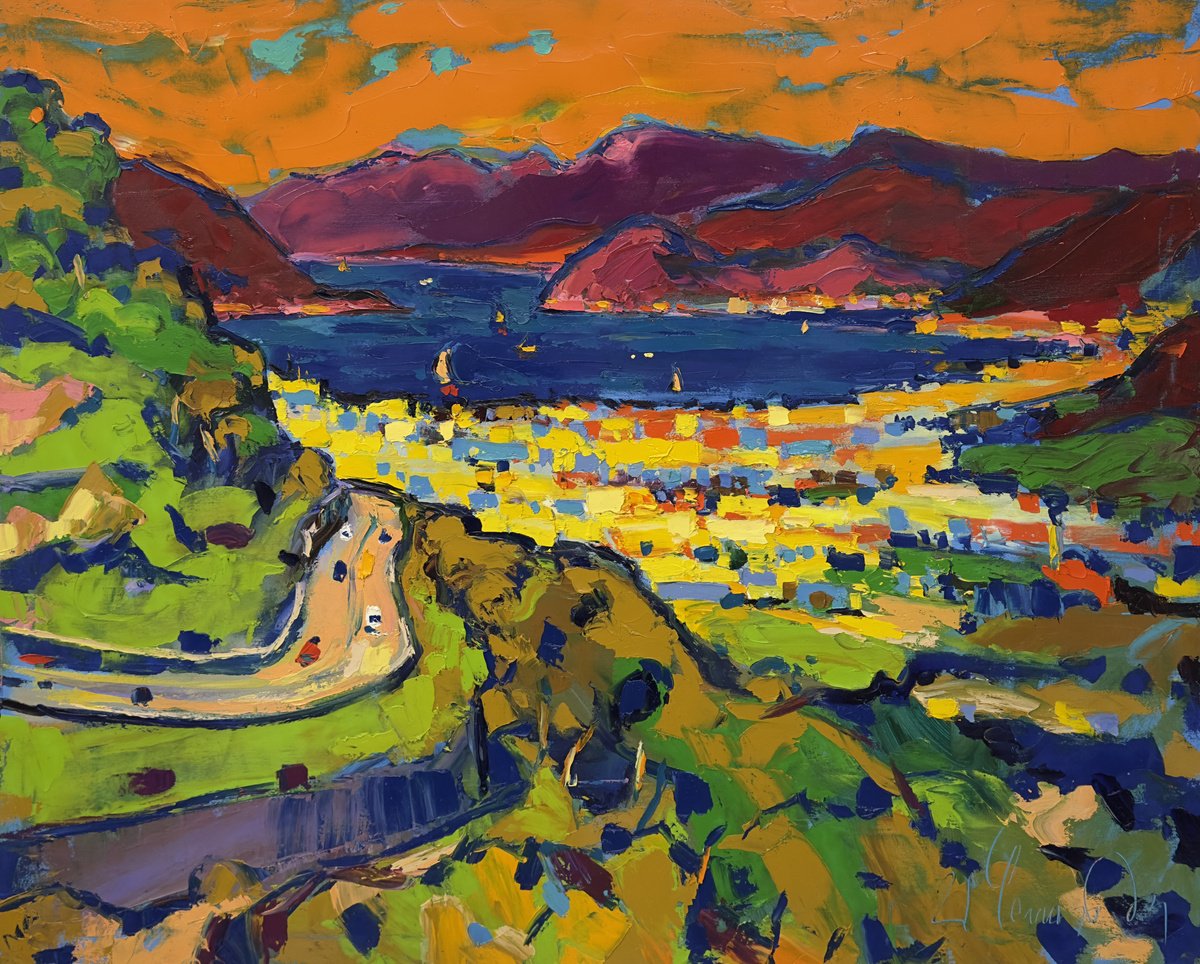 Impressionistic Landscape Oil Painting By Andrii Chebotaru, 39 X 31, Road To Marmaris, Original Artwork