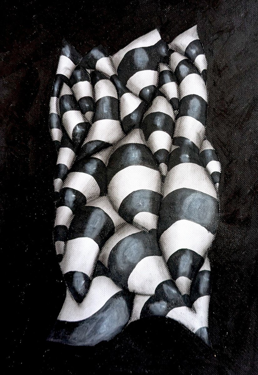 Geometric Abstract Acrylic Painting By Massimo Castronuovo, 8 X 11", Untitled, Original Artwork