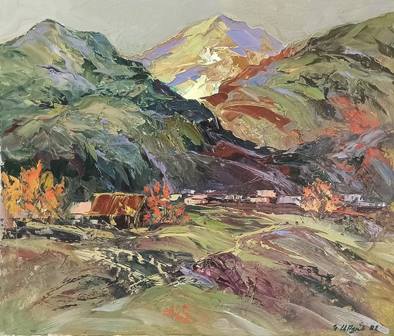 Landscape (70x80cm, oil painting, palette knife)