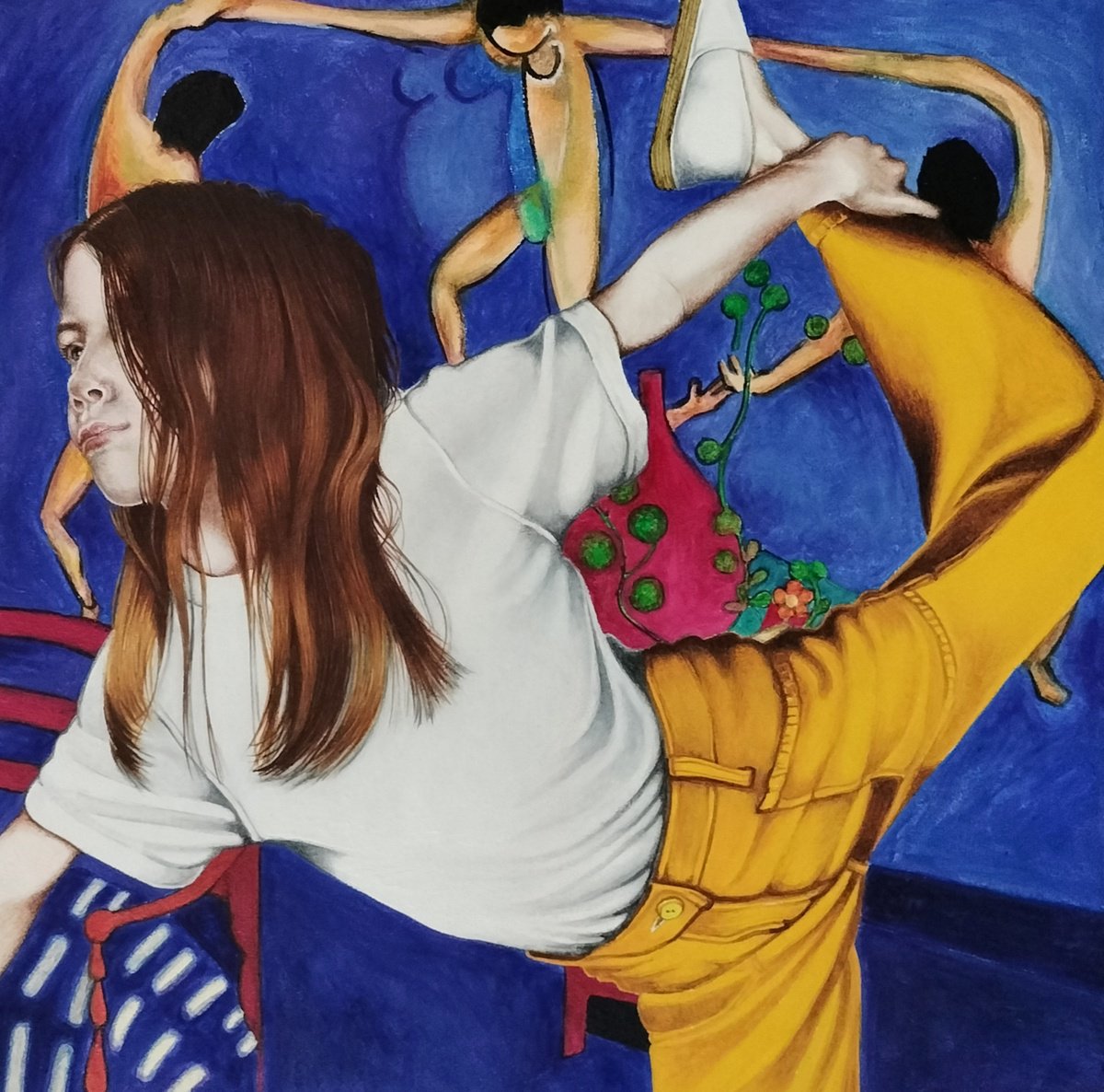 Portrait Oil Painting By Cristina Canamero, 16 X 16, Joie, Original Artwork