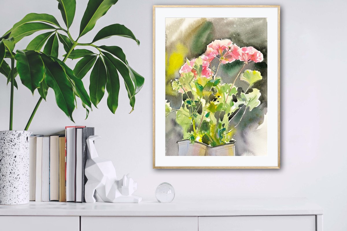 Impressionistic Botanical Watercolour By Olha Retunska, 11 X 15", Spring Chores In The Garden, Original Artwork