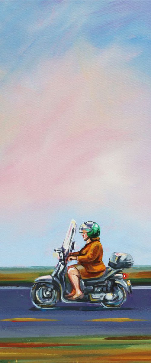 Bike. Autumn. Outdor. Road. Cycling fast. Motorbike. Motorcycle. Speed. by Trayko Popov