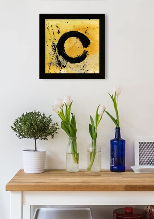 Enso Tranquility 13 - Framed Zen Circle Art by Kathy Morton Stanion by Kathy Morton Stanion