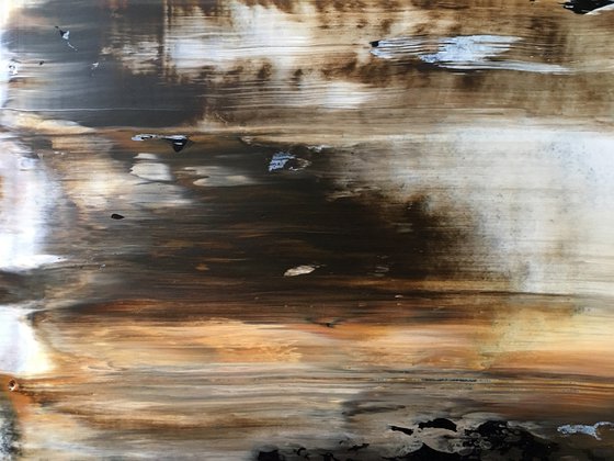 "Mudslide" - FREE USA SHIPPING + Special Price - Original PMS Abstract Acrylic Painting On Reclaimed Wood - 41.5" x 11.5"