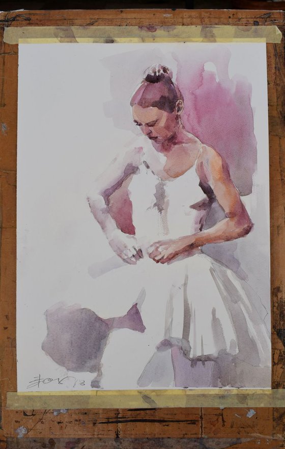 Ballerina  fixing costume