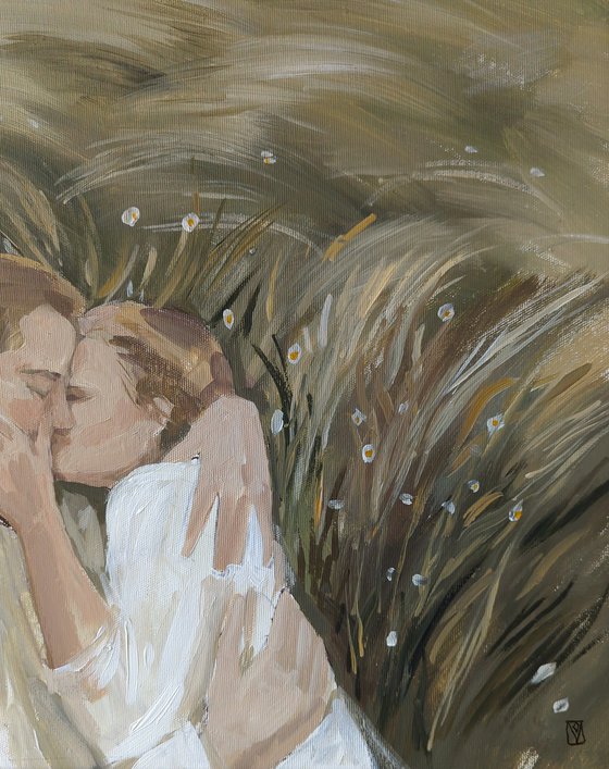 Loving couple in the field