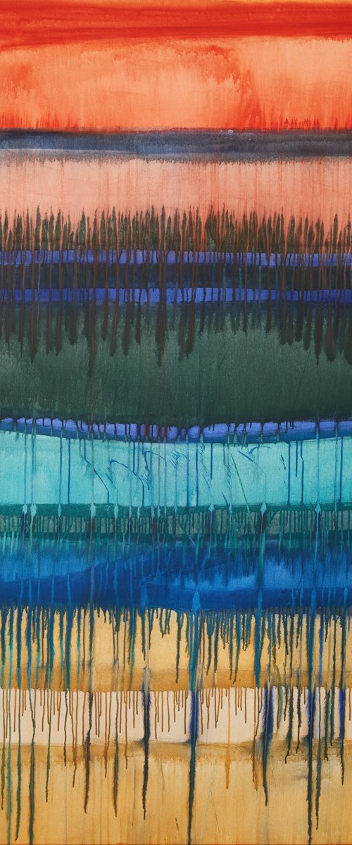 Hold Onto The Feeling / Red Grey Turquoise by Simon Findlay