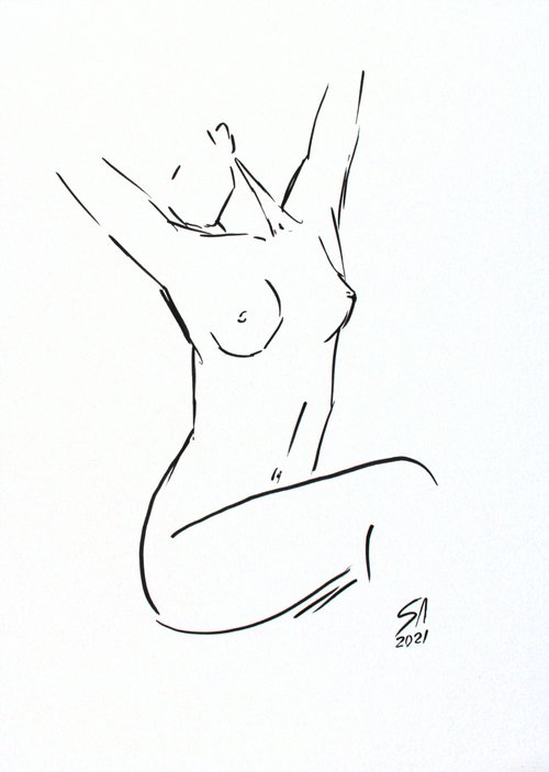 Nude Sketch 21.04 /  ORIGINAL PAINTING by Salana Art Gallery