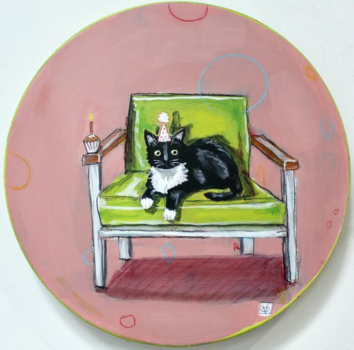 Cat painting called Kevin's Birthday by Victoria Coleman