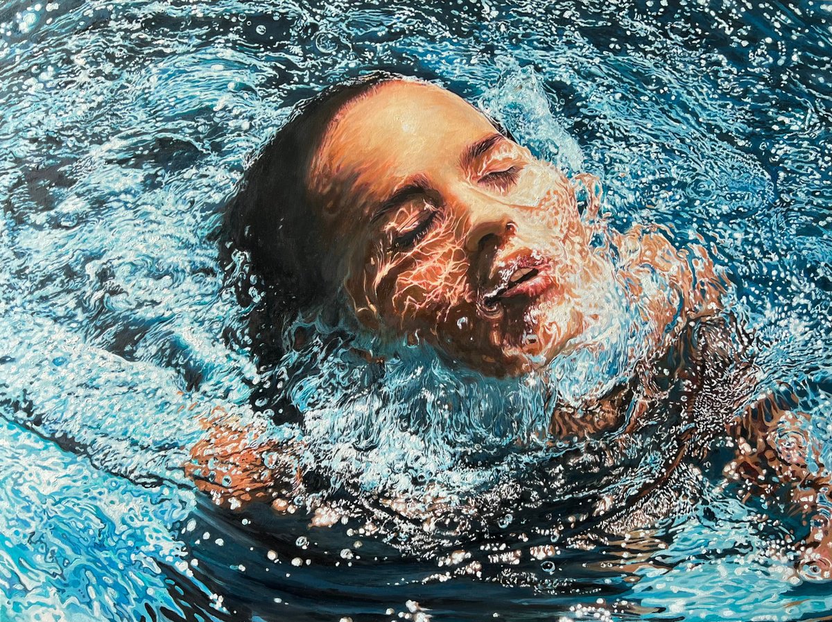 Photorealistic Landscape Oil Painting By Daria Dudochnykova, 31 X 24, Waves Of Freedom, Original Artwork