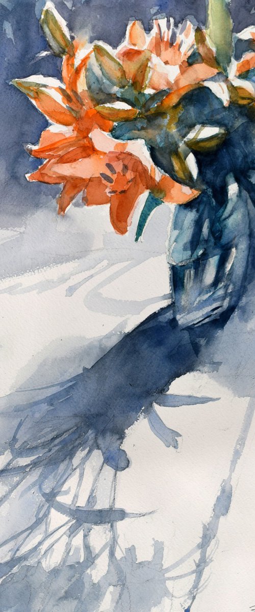 Orange lilies by Goran Žigolić Watercolors