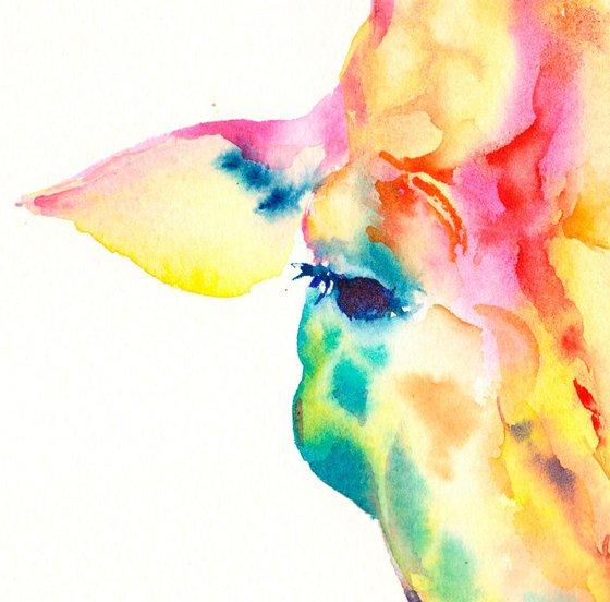 Giraffe, original colourful watercolour painting