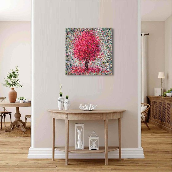 Pink mood for love - Sakura painting (stretched)