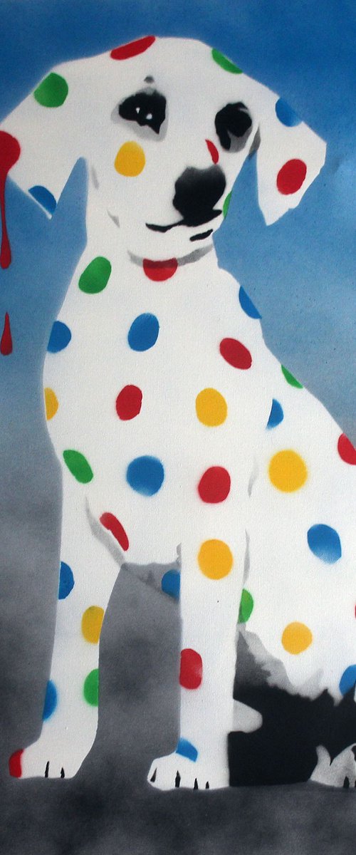Damien's dotty, spotty, puppy dawg (blue on an Urbox) + FREE poem. by Juan Sly