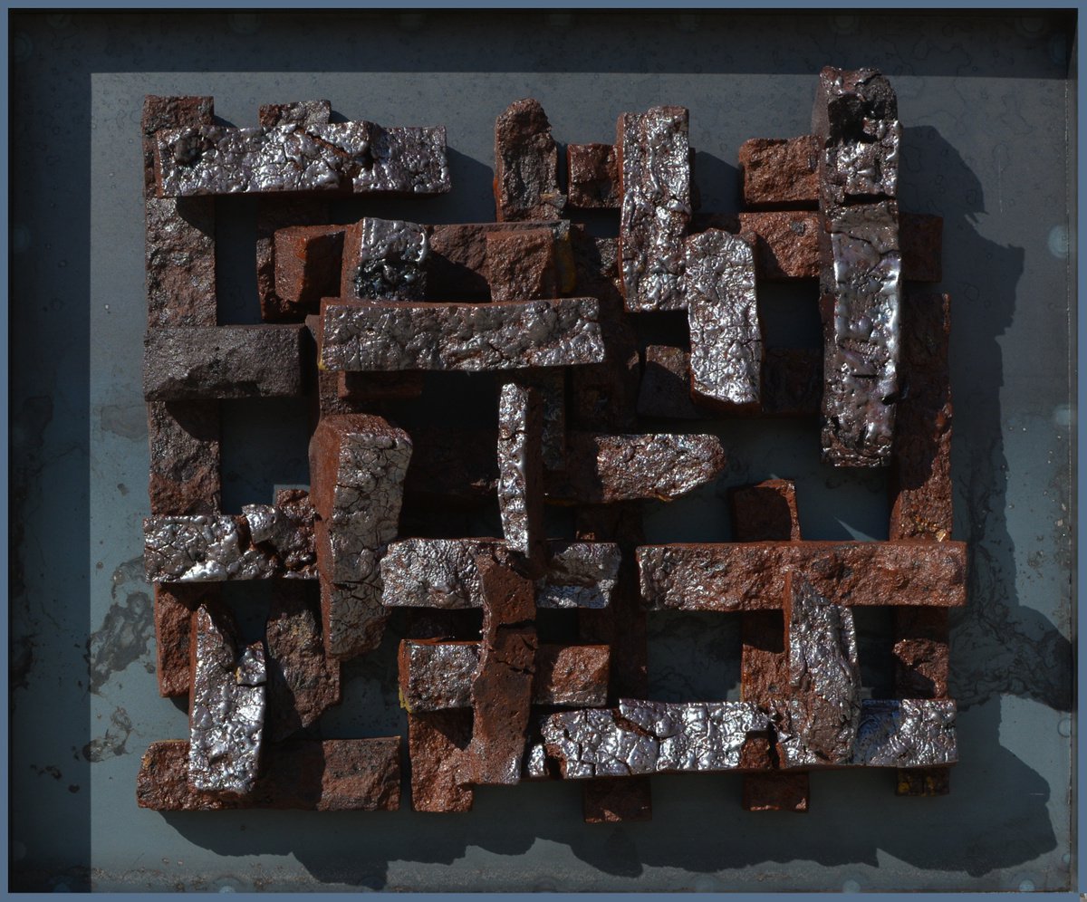 Abstract Landscape Relief By Ognyan Chitakov, 19 X 16", "Looking Out To Sea, By The Spring Air", Original Artwork