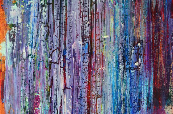 Ultra Violet Rain - Abstract Home Decor Art  On The Long Deep Edge Canvas Ready To Hang