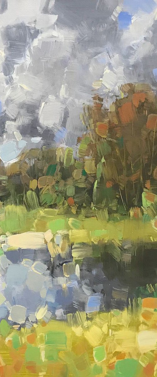 After Rain, Landscape oil painting, One of a kind, Signed, Handmade artwork by Vahe Yeremyan