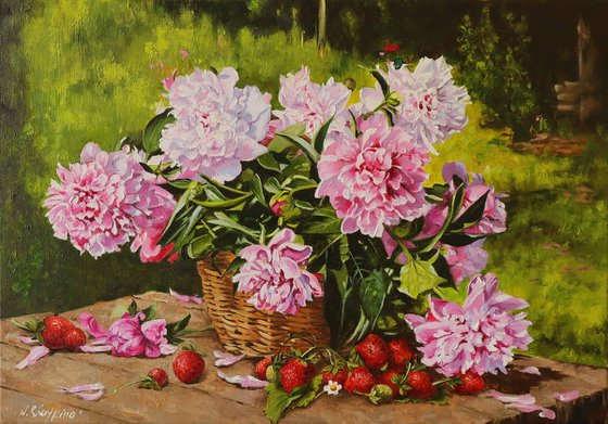Peonies and Strawberries