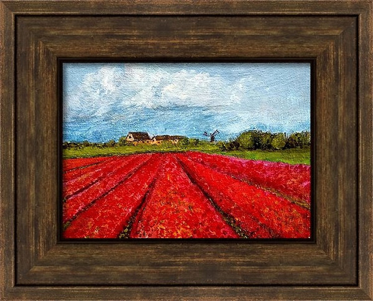 Miniature Tulip Landscape Painting Of Tulip Farm Artfinder