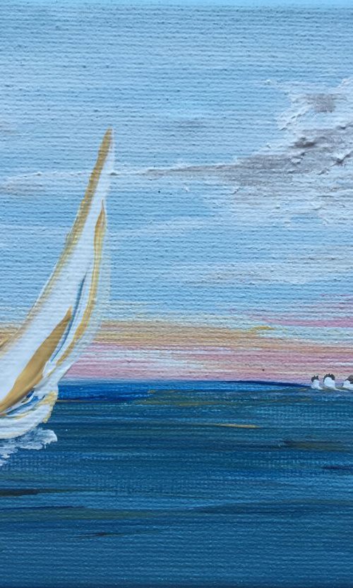 Sailing Home on a mini canvas by Marja Brown