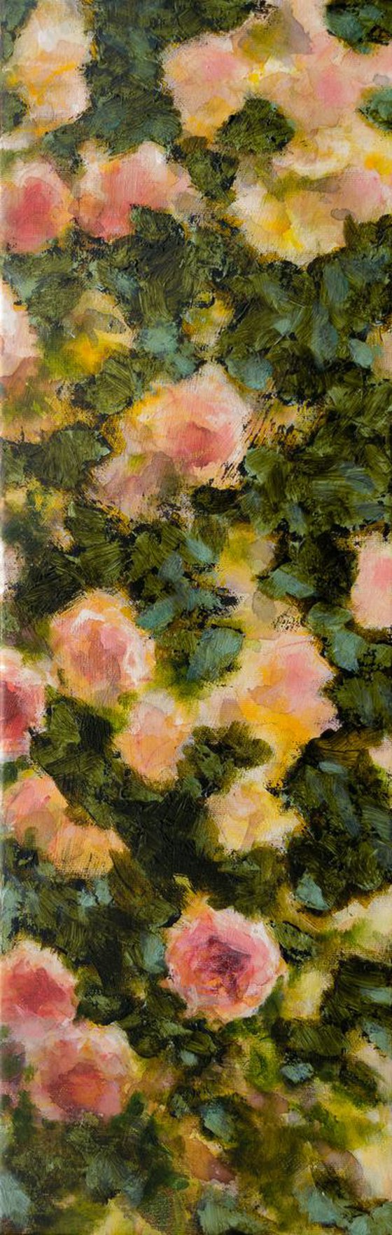 Roses in the summer light Floral painting Oil Mixed media on canvas