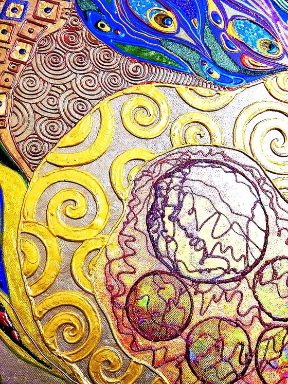 Green purple golden abstract
