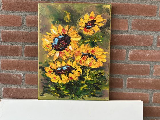 Texture Sunflower impasto art