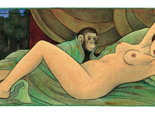 monkey on the bed by Cecco Mariniello