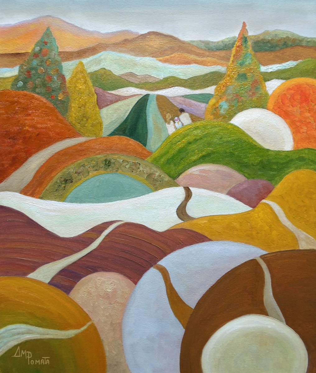 Impressionistic Landscape Oil Painting By Angeles M. Pomata, 13 X 16, Hold On Tight, Original Artwork