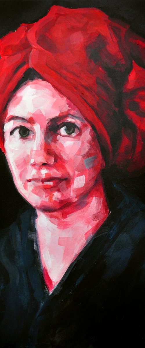 Woman with red turban by Alžběta Müller