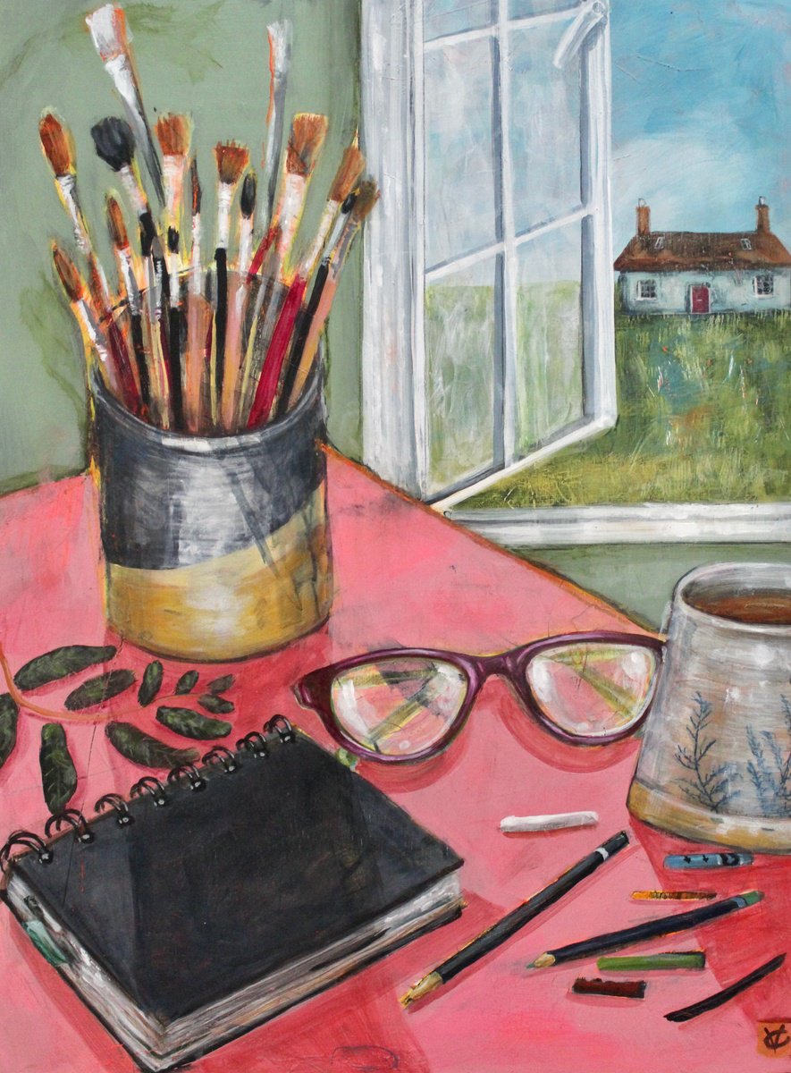 Expressive Still Life Acrylic Painting By Victoria Coleman, 18 X 24", The Artisit