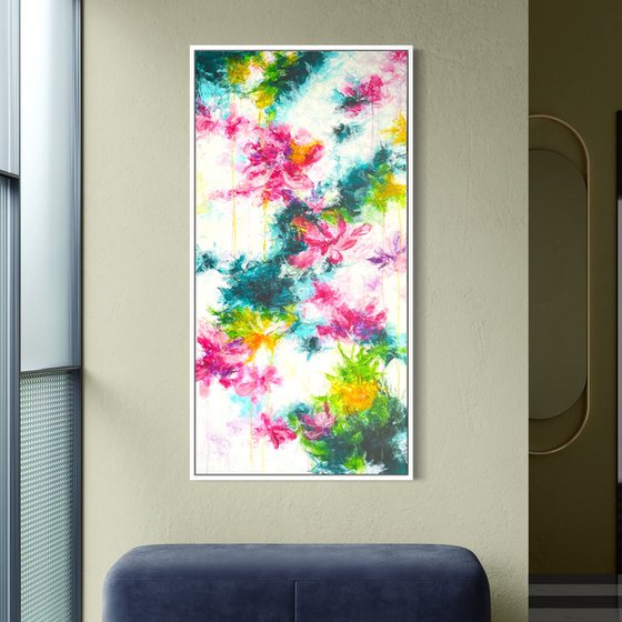 “Floral frequency” large abstract painting