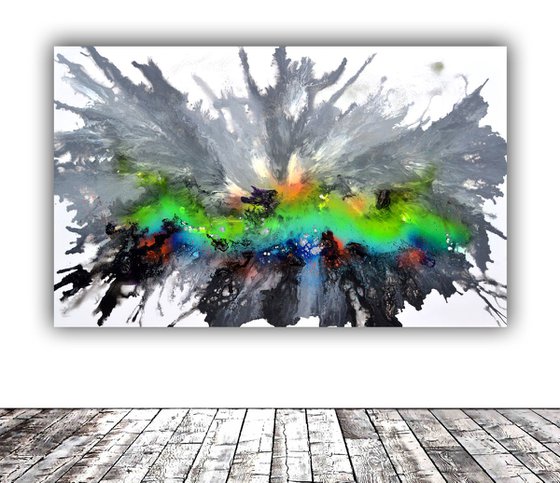 160x100x4 cm, Astral Love 8, Extra Large Abstract Painting, Large Fluid Painting