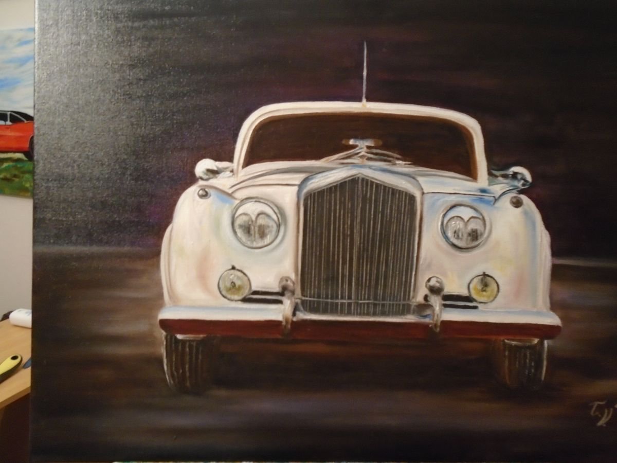 Photorealistic Transport Oil Painting By Timea Valsami, 32 X 24", Bentley, Original Artwork