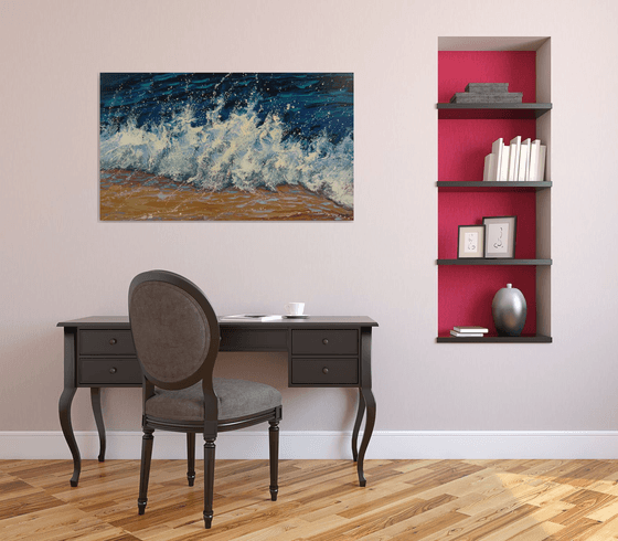 47.2” LARGE Seascape Painting “Waves”