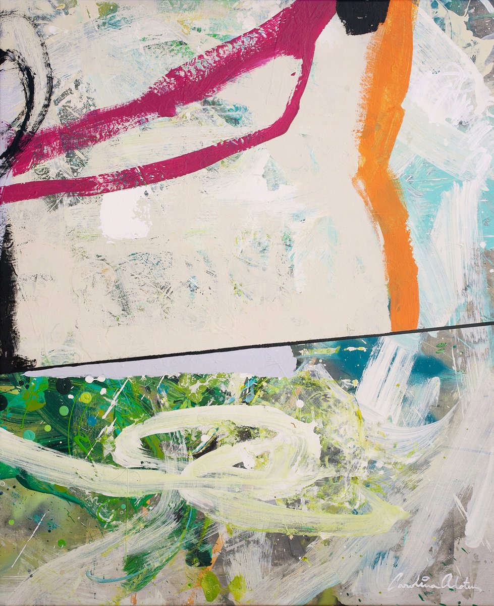 Organic Abstract Acrylic Painting By Carolina Alotus, 39 X 47, Course Correction, Original Artwork