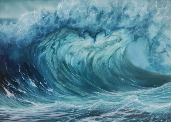 heart of wave - seascape oil painting Italy