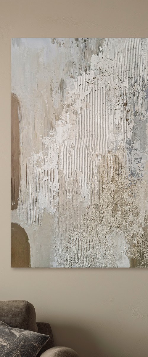 "Fjord 4" Blue brown cream abstract art by Marine