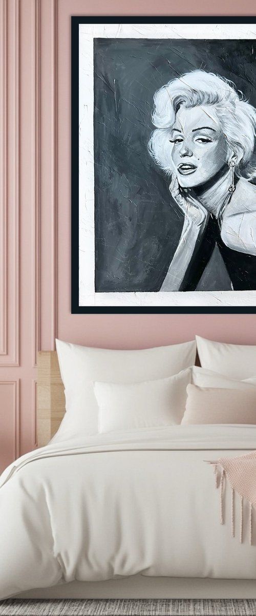 Marilyn Textured Black and White Portrait by Amelia Taylor
