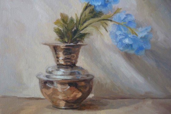 Blue flowers in a vase